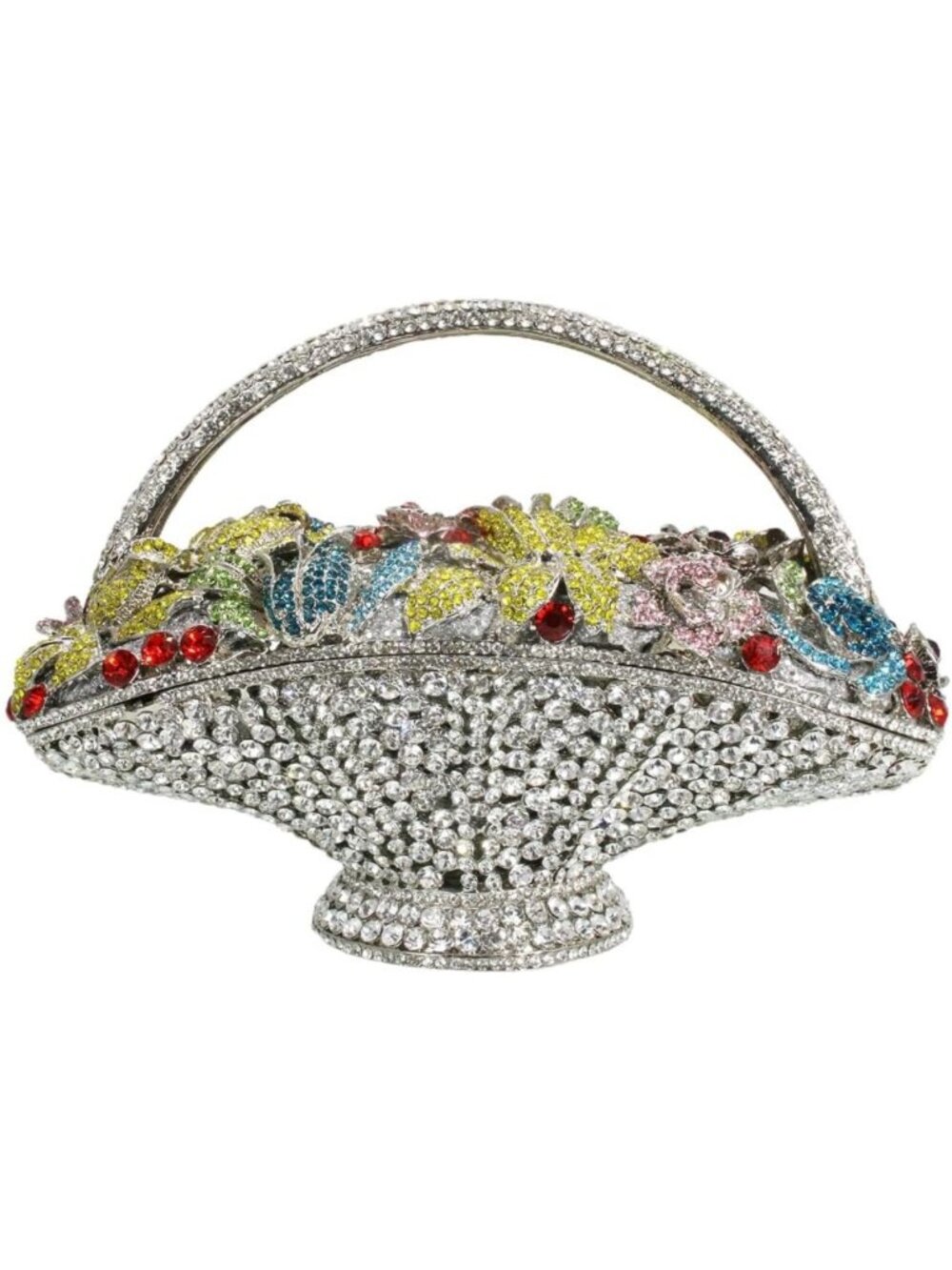 Vintage Floral Rhinestone Evening Clutch Bag | Crystal Flower Handbag for